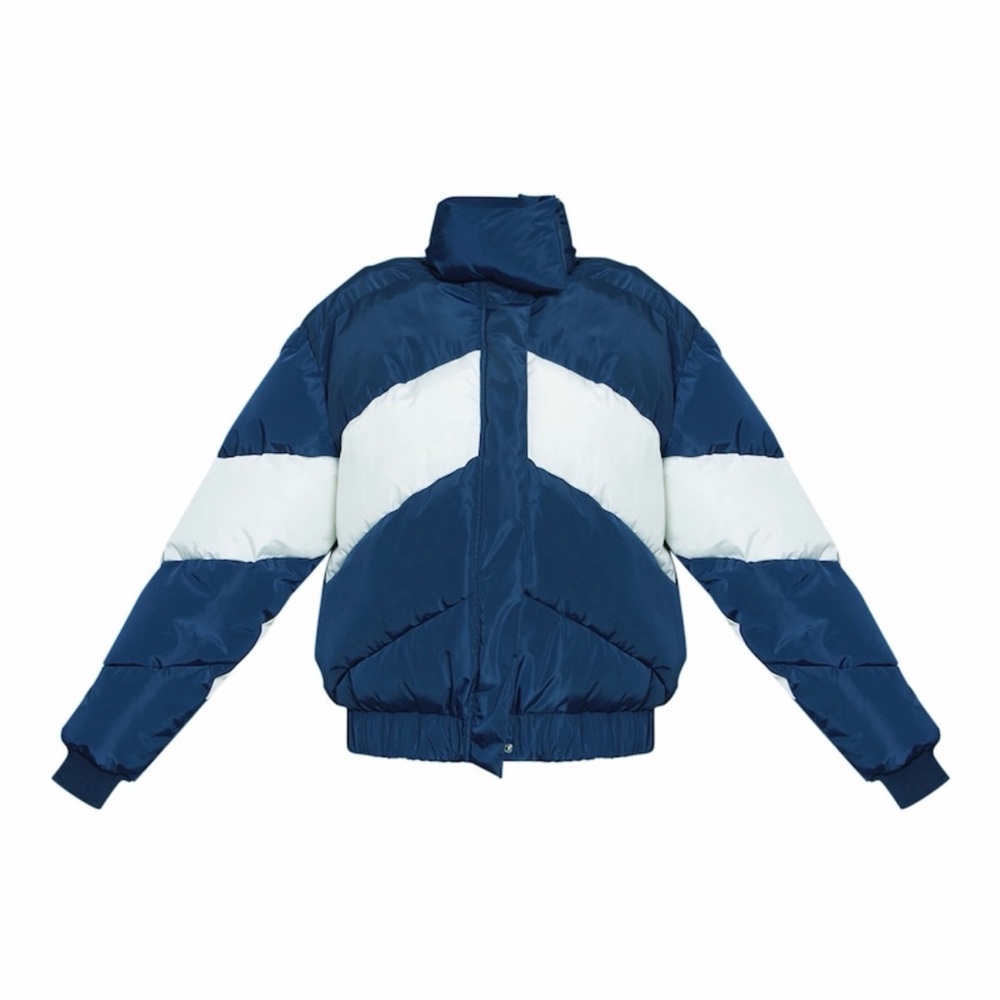 PrettyLittleThing Blue and White Ski Jacket